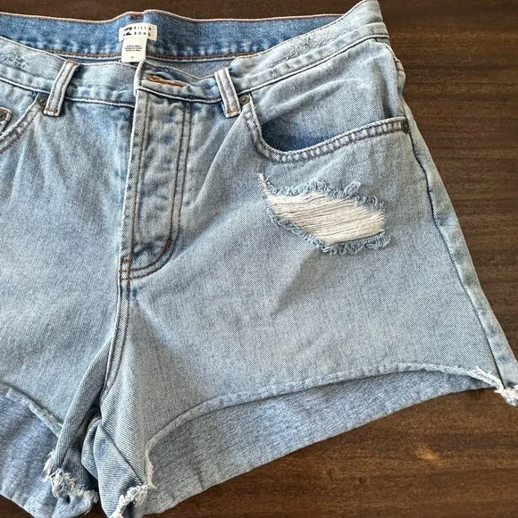 Billabong Blue Distressed Jean Shorts Cut-Off Style - Picture 2 of 10